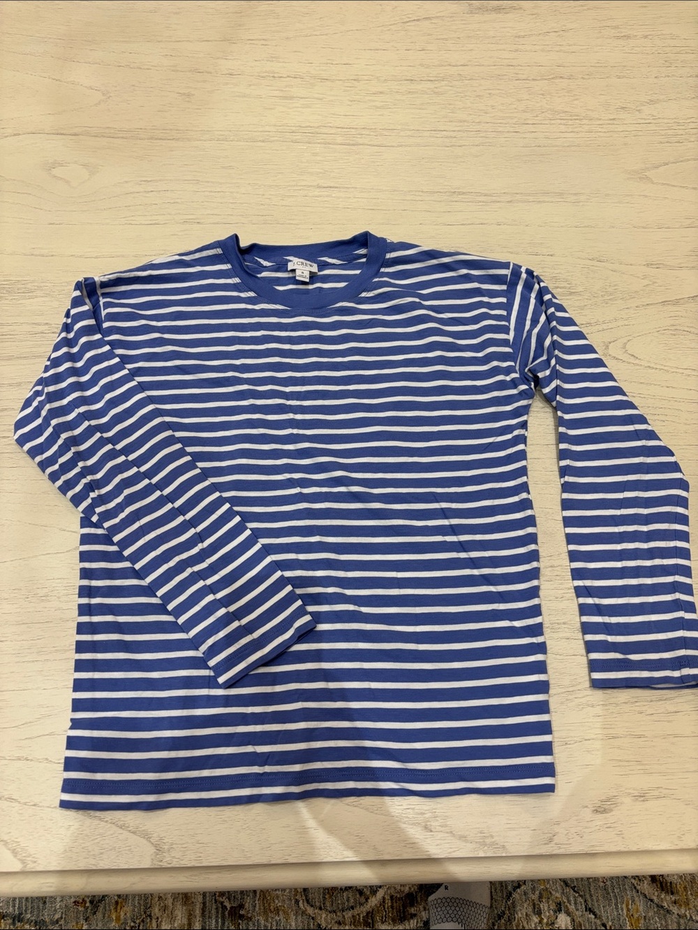 J. Crew Blue and White Striped Crewneck Tee - Picture 2 of 7